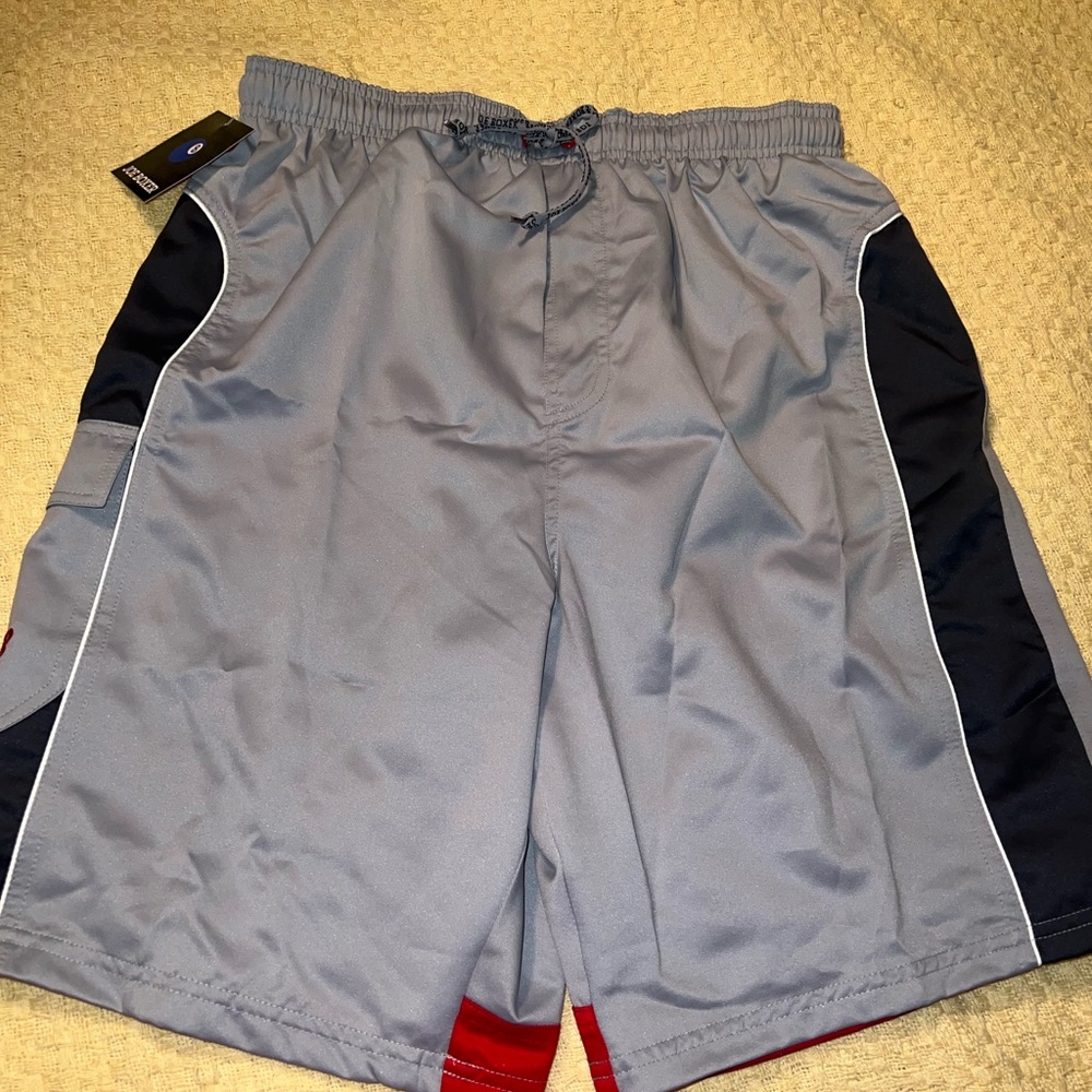 Joe Boxer Men's Gray and Red Athletic Swim Shorts Vintage